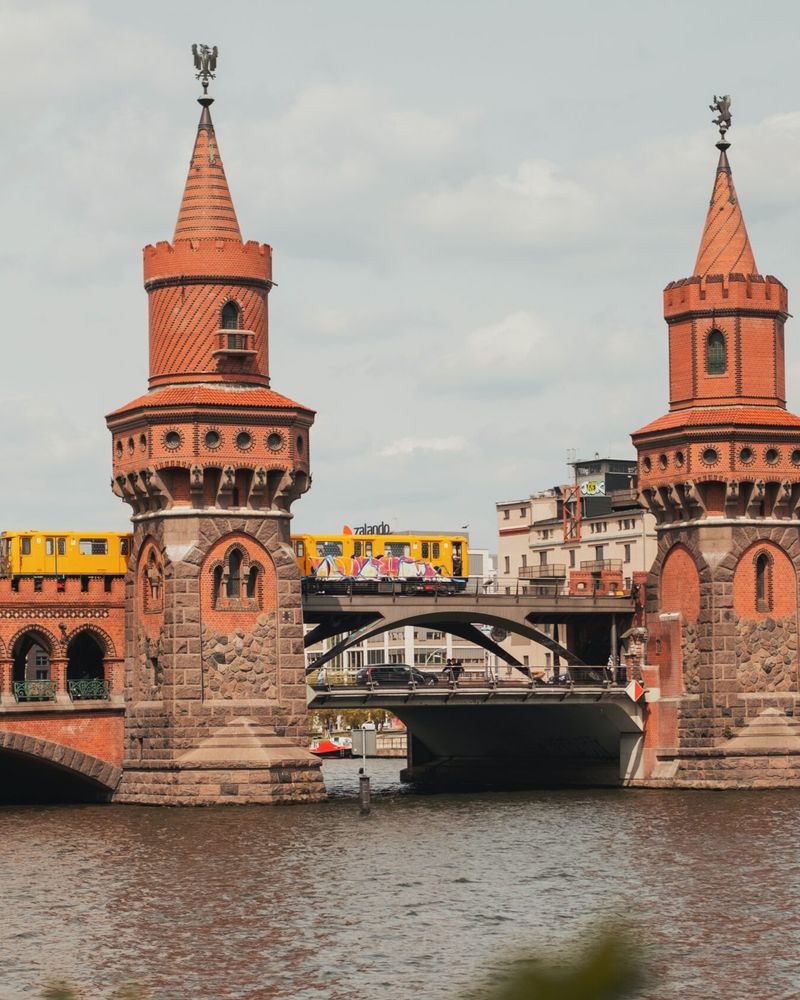 Oberbaum Bridge in Berlin with a yellow U-Bahn train