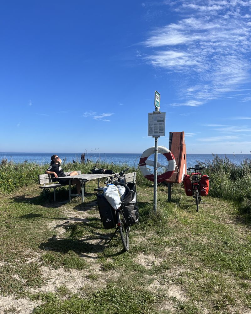 Bikepacking stop by the sea